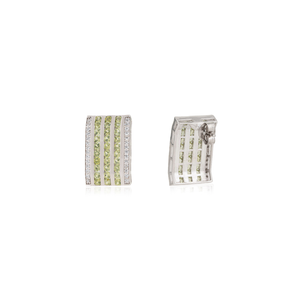 Handmade High Grade Jewelry 925 Sterling <b>Silver</b> 100% Genuine Peridot & Diamond Fine Studs <b>Earring</b> For Women's - Product Image 5