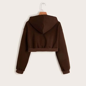 Sudadera con Capucha Estampada 100% Algodón para Mujer, Otoño Invierno, Ecológica, Personalizada, Estilo Crop Top, Venta al Por Mayor - Product Image 4