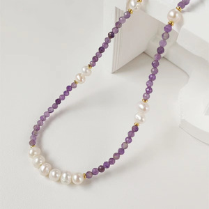 Collar de Bambú de Alta Gama con Perlas Naturales, Diseño de Nicho, Estilo Francés, Temperamento Informal, Cadena de Cristal para Clavícula, Collares de Cristal - Product Image 4