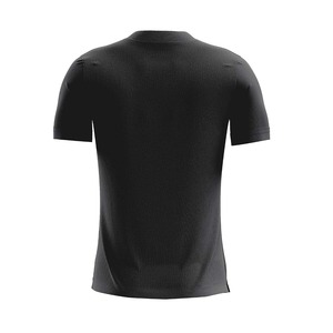 Maillot de football noir à manches courtes pour homme, col rond, maille respirante, coupe ajustée, vêtements toutes saisons - Product Image 1