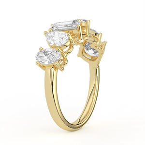 Anillo de Compromiso POOJA DIAMOND de Oro de 14K y 18K con Diamante Cultivado en Laboratorio, Certificado IGI, Corte Redondo y Marquesa, Cinco Piedras Solitarias - Product Image 6