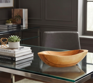 Bol à salade en bois d'acacia fait main, style Wabi-Sabi, plat de service sculpté, parfait pour la maison et la table. - Product Image 4