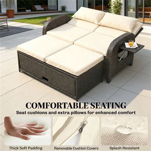 Sedia a Sdraio e Divano Letto Beige per Uso Esterno in Giardino - Product Image 3