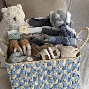 Rectangular Paper <b>Basket</b> Wicker <b>Storage</b> Bin Decorative Organizer <b>Basket</b> <b>With</b> Handles For Laundry <b>Shelf</b> Home <b>Storage</b> Solution - Product Image 4