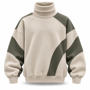 Sweat-shirt surdimensionné en molleton lourd 100 % coton personnalisé pour l'hiver, avec col double couche doublé, design chaud et décontracté, style streetwear - Product Image 3