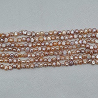 6mm 8mm warna merah muda alami persik warna mawar air tawar mutiara Nugget manik-manik batu Semi mulia manik mutiara asli perhiasan grosir