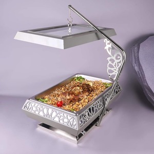 Couvercle de casserole moderne de luxe en acier inoxydable, design rond en métal poli avec bordure dorée ornée et embout décoratif - Product Image 3