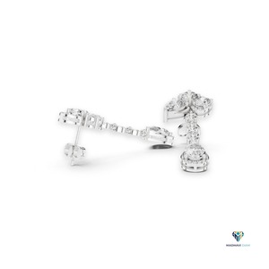 Pendientes de Oro Blanco de 1.78ct con Diamantes Cultivados en Laboratorio en Forma de Pera y Ovalados, Pendientes de Oro Sólido de 14K con Múltiples Piedras en Capas para Mujer - Product Image 3