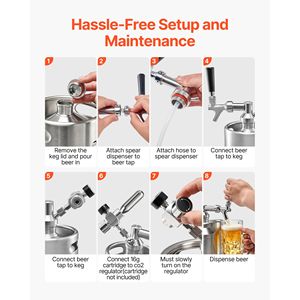 Sistema de dispensación de cerveza presurizado tipo mini barril de 128 oz, kit de cerveza de acero inoxidable 304 con regulador de CO2 y grifo de cierre automático - Product Image 5