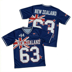 เสื้อบาสเก็ตบอลนิวซีแลนด์ แบบยูนิเซ็กซ์ คอวี แขนสั้น พิมพ์ลายแบบซับลิเมชั่น ระบายอากาศได้ดี ผ้าโพลีเอสเตอร์ตาข่าย ทรงปกติ - Product Image 1