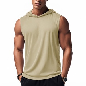 Sudadera con capucha sin mangas de algodón para hombre, sudadera con capucha gruesa para fitness y entrenamiento, fabricante de ropa deportiva OEM ODM, sudaderas con capucha para hombre - Product Image 4