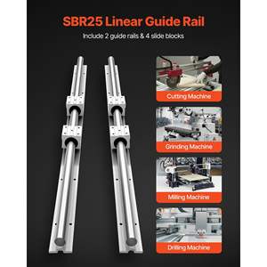 Kit de rail linéaire SBR25 D0100XU4Z5W 2 pièces 1200mm 4 blocs de glissière à roulement entièrement supportés pour découpe et perçage d'axe - Product Image 2