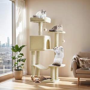 Árbol para Gatos Grande y Resistente con Postes Rascadores de Sisal Natural y Hamaca, Condominio Interior de 4 Niveles para Gatos - Product Image 1