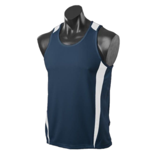 <b>Men's</b> Navy Blue Sleeveless Tank Top Moisture Wicking Polyester Regular Fit All Seasons Solid Color Sport <b>Vest</b> - Product Image 5
