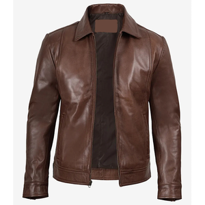 2026 OEM Hot Selling Brown Cowhide Leather <b>Jacket</b> For Men's Zipper Pockets 100%High Quality Low MOQ Winter Fashion <b>Heated</b> <b>Jacket</b> - Product Image 1