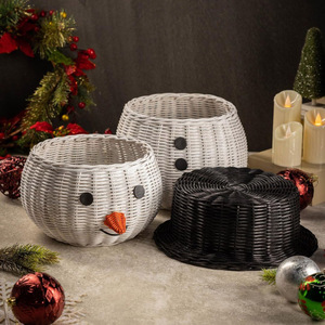 Grand Bonhomme de Neige en Rotin pour Décorations de Noël Extérieures, Meilleure Qualité, Fait Main, Naturel - Product Image 2