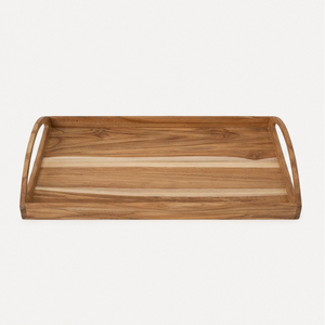Handcrafted Premium Teak Wood Serving <b>Tray</b> With Built-in Handles Large Rectangular Decorative Platter For <b>Breakfast</b> Coffee Table - Product Image 5