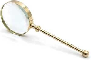 Loupe de lecture portative de luxe avec poignée en laiton massif, finition or antique, pour l'inspection de pièces de monnaie, de timbres et de bijoux - Product Image 2