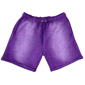 Shorts de jogging unis en molleton 100% coton, personnalisables, effet délavé soleil, délavé à l'acide vintage, ourlet brut, séchage rapide, pour le sport - Product Image 2