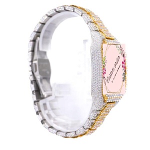 Reloj de lujo de doble tono personalizado con moissanita VVS automático, de acero inoxidable, analógico, con diamantes, para hombre y mujer, para fiestas y ocasiones especiales. - Product Image 5
