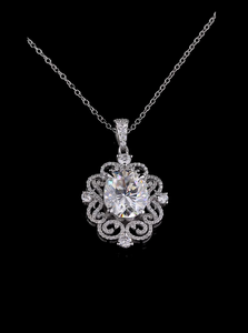 Collier pendentif ovale en diamant, or 18 carats, design ruban torsadé, bijoux fins élégants et luxueux, cadeau d'anniversaire pour femme - Product Image 5