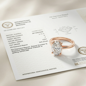 Anillo de Compromiso y Boda con Diamante Cultivado en Laboratorio Certificado por IGI de 3 Ct, Corte Ovalado, VS, Oro de 9K, Chapado en Rodio, Regalo para Mujer - Product Image 3