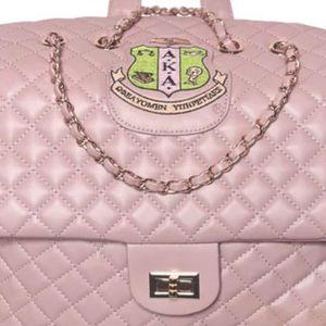 AKA Quilted Roller Bag Pink Travel Luggage Wheeled <b>Suitcase</b> Large Capacity Carry On Alpha Style Sorority Greek Apparel Bag - Product Image 6