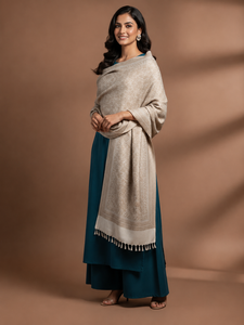 Women's Ethnic Winter Floral Jacquard Woven <b>Shawl</b> <b>Wrap</b> Breathable Warming Skin-Friendly Polywool for Daily Wear - Product Image 2