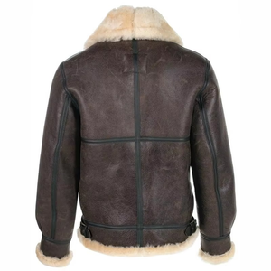 Veste Bomber en Cuir et Fourrure de Mouton pour Homme, Style Aviateur, en Peau de Mouton, Prix de Gros - Product Image 3