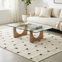 Bester Preis Bohemian Handgefertigter Bio-Baumwoll-Teppich Rechteckig Geometrisches Muster Flachflor Jute-Rückseite für Wohnzimmer