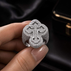 Bague Croix de Luxe en Moissanite, Argent 925, Sertie de Pierres, Style Gothique, Bague Statement Hip Hop, Bijou Religieux Raffiné, Cadeau Unisexe - Product Image 2