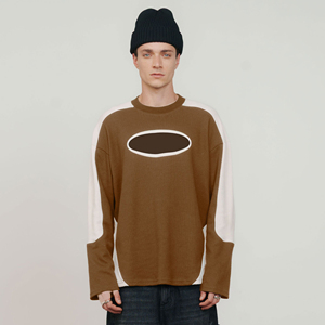 Brown Raglan Sleeve T-Shirt Front Screen Printed Logo <b>Turtleneck</b> Regular Fit 100% Cotton Breathable Casual Design <b>Men's</b> - Product Image 5