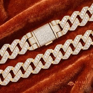 สร้อยคอโมอิสซาไนต์ชุบทอง 18K แบบ Cuban Link ดีไซน์ทันสมัยสำหรับผู้หญิงและผู้ชาย สไตล์นิวยอร์ก สร้อยคอแฟชั่นแบบโซ่เส้นเล็ก - Product Image 4