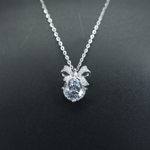 S925 Silver Bow Link Chain Clavicle Necklace with Korean Style Trendy Design for Women Wedding <b>Gift</b> - Product Image 3