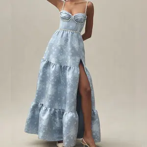 Женское длинное платье на одно плечо с цветочным принтом
