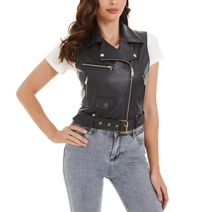 Chaleco de Cuero para Mujer, Transpirable, a la Moda, de Alta Calidad, con Botones Metálicos, Estilo Motero, Prenda Exterior para Motocicleta - Product Image 1