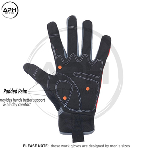 Professional Auto Repair Mechanic <b>Gloves</b> <b>Red</b> Breathable Back Suede Leather Palm Construction Maintenance Hand Wear - Product Image 3