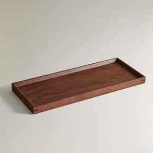 Natural Wooden Serving <b>Tray</b> With Polished Surface For Serving Coffee Tea <b>Snacks</b> And Decorative Purposes - Product Image 1