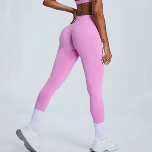 Leggings de yoga pour femmes avec logo personnalisé, effet push-up, respirants, taille haute, pour le fitness, l'entraînement et la gym - Product Image 1
