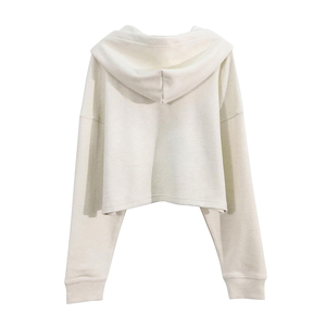 เสื้อฮู้ดครอปท็อปผู้หญิงสไตล์วินเทจ ผ้าฟลีซนุ่ม แขนยาว สวมใส่สบาย สตรีทแวร์ลำลอง มีฮู้ดเก๋ไก๋ เหมาะสำหรับใส่ทุกวัน - Product Image 2