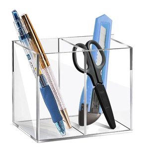 Acrylic Pen Holder Attractive Transparent Pen <b>Case</b> Lipstick Holder Desktop <b>Makeup</b> <b>Brush</b> Holder Square <b>Makeup</b> Cup Holder - Product Image 1