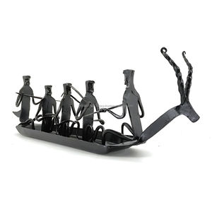 งานฝีมือของชนเผ่าทำจากทองเหลืองอินเดียรูปเรือโบราณ Kerala ศิลปะ (สีดำ12x4นิ้ว) รูปปั้นตกแต่งบ้านและสำนักงานขายดี - Product Image 1