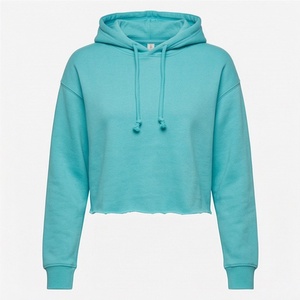 Haut court à capuche sportswear tendance pour femme, en molleton de coton, avec logo personnalisé, vente en gros, service OEM, vêtements de sport confortables - Product Image 1