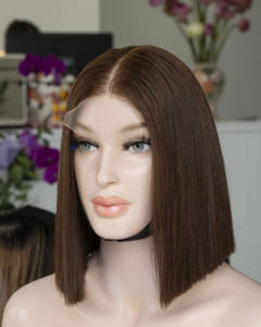 Perruque courte à coupe droite 10 pouces, extension de cheveux humains, cheveux lisses colorés, cheveux lisses et soyeux - Product Image 1