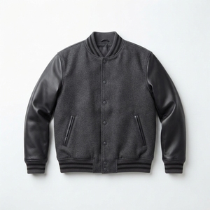 Private Label Blank Wool Body <b>Real</b> <b>Leather</b> Sleeves High School Letterman <b>Jacket</b> - Product Image 6