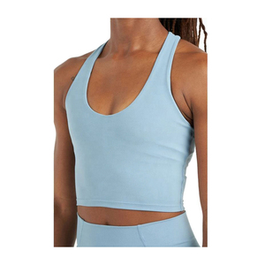 Women's Light <b>Blue</b> Sports <b>Bra</b> Set Knitted Spandex Nylon Breathable Sporty Top Shorts Solid Color Spring Summer Workout Wear - Product Image 6