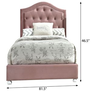 Letto matrimoniale imbottito rosa con elegante testiera capitonné - Product Image 4