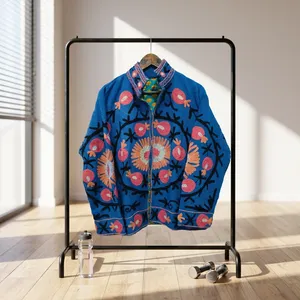 Chaqueta Suzani con Cuello Alto para Mujer, Estilo Indio, Bordado Floral, Tejida, 100% Algodón, Manga Larga, Marca Silkgram - Product Image 6