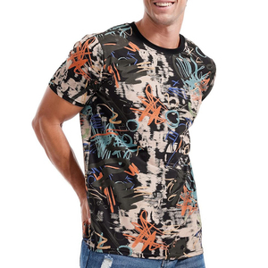 All Over Graffiti Script Printed Dark Base Short Sleeve Urban Streetwear Hip Hop Men T <b>Shirt</b> - Product Image 2