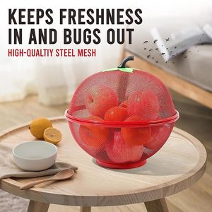 Durable Apple Shaped Fruit and <b>Vegetable</b> Basket with Mesh Cover for Kitchen, Multi-Purpose <b>Stand</b> with Protective Net - Product Image 5